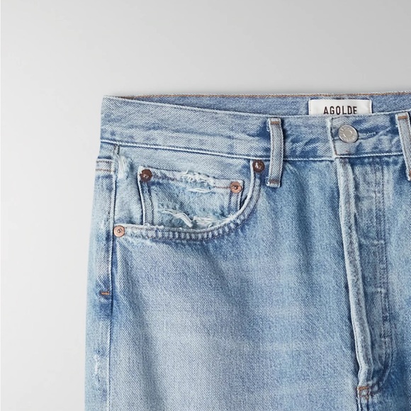 Agolde 90s Mid Rise Light Wash Loose Fit Distressed Jeans size 27 - Picture 1 of 9